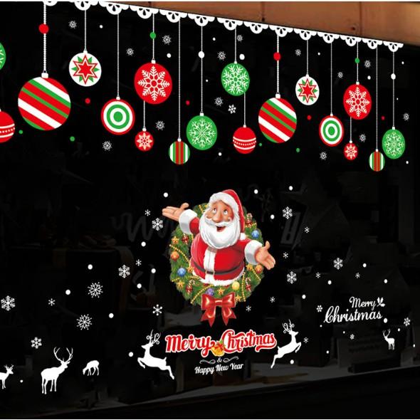 COMBO DÁN TƯỜNG NOEL - Ông già Noel kết hợp Rèm Xanh Đỏ