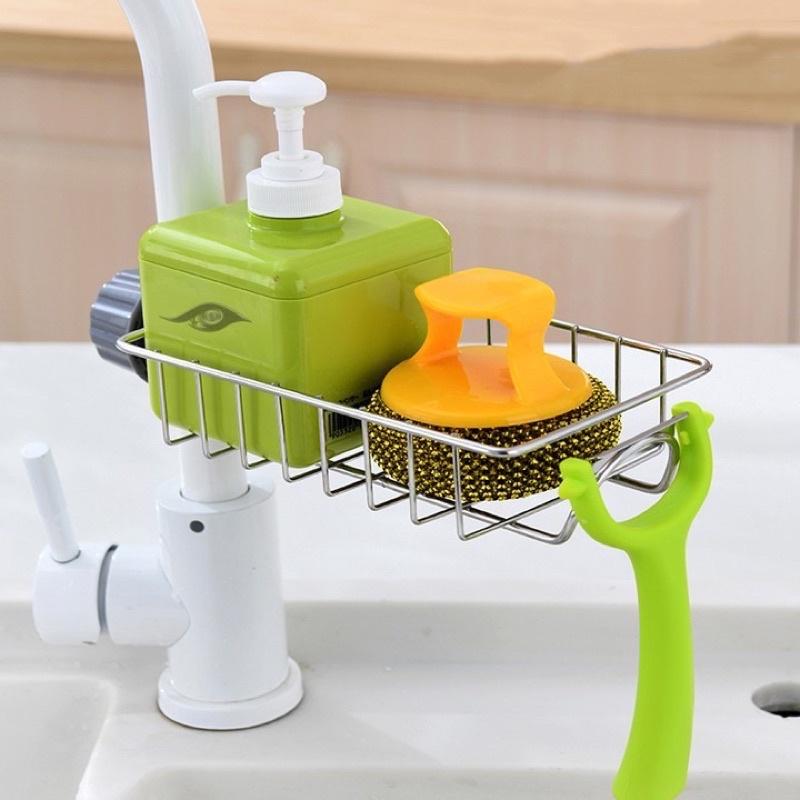 Giá Inox Gắn Vòi Nước Cho Khu Bếp Hiện Đại Cao Cấp, Giá Để Đồ Như Giẻ Rửa Bát, Chén Đĩa và Miếng Cọ Nồi, Xoong. Taky Home 4008
