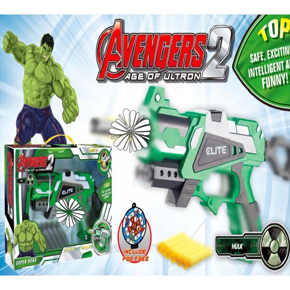 Bộ Đồ Chơi Siêu Nhân Hulk Phun Hít Xốp Biệt Đội Avengers  - Đồ Chơi Cho Bé