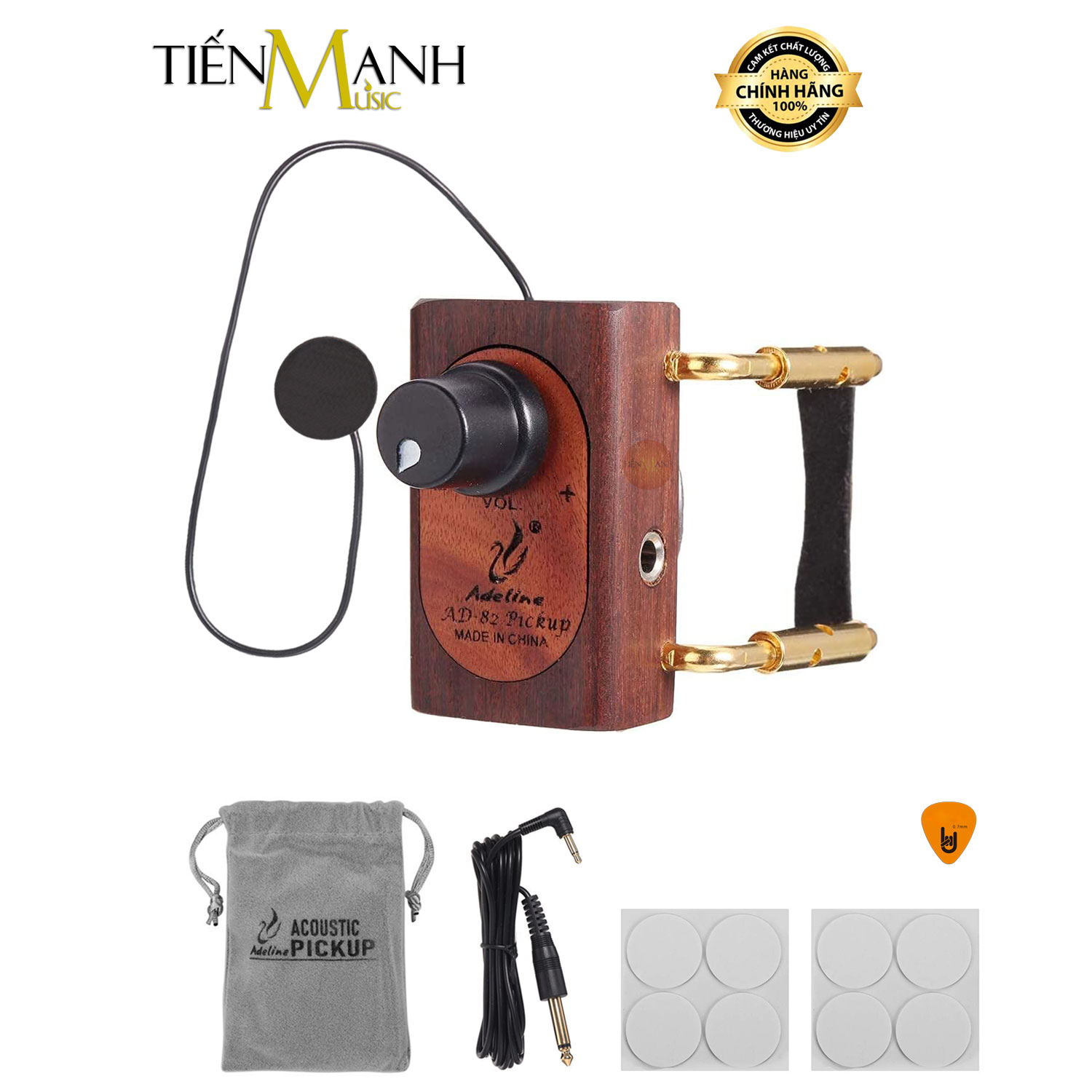 Pickup Nhạc Cụ 2 Đầu Thu Adeline AD82 - Bộ Thu Âm Thanh Cho Đàn Violin AD-82 Hàng Chính Hãng - Kèm Móng Gẩy DreamMaker