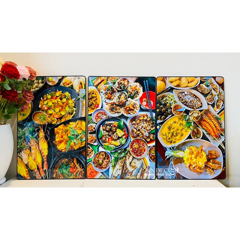 (ẢNH THẬT) Tranh treo tường trang trí decor quán ốc 1 có khung kèm đinh treo