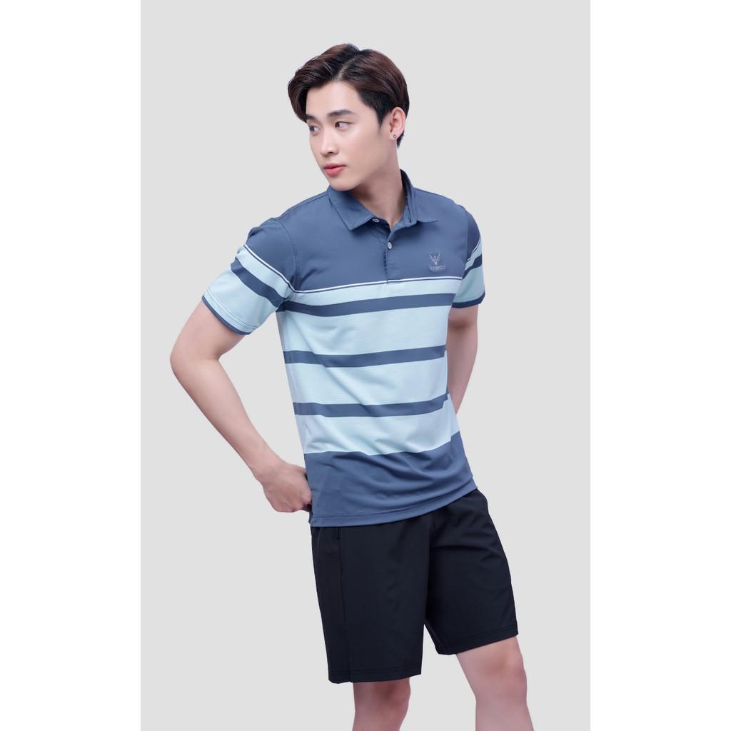 Áo Thun Polo Nam Sọc Ngang Thân Sọc Xanh Đen Biển Cao Cấp 2021