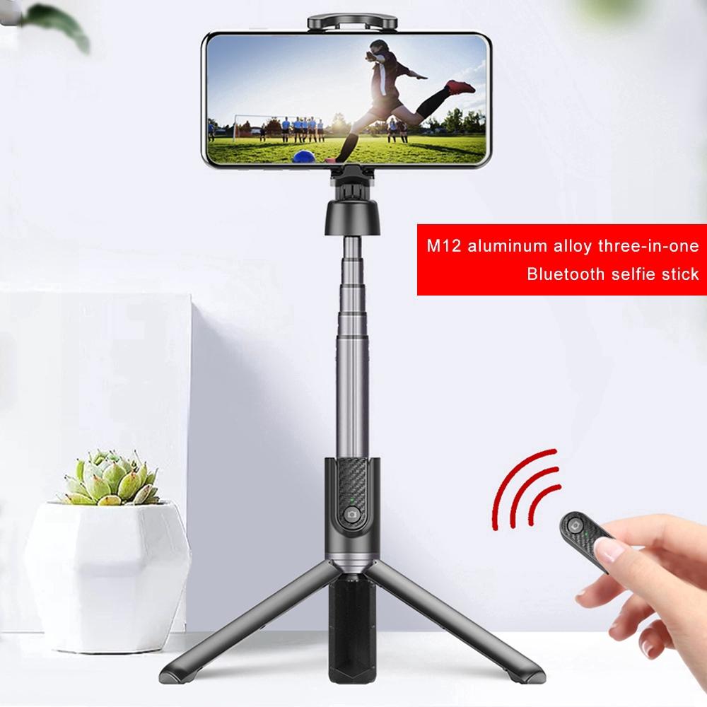 Gậy chụp ảnh selfie kiêm chân đứng &amp; nút bấm bluetooth 3 trong 1 có đèn