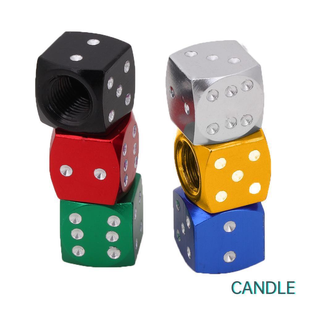 Bộ 4 Nắp Đậy Van Lốp Xe Chống Bụi Hình Xúc Xắc