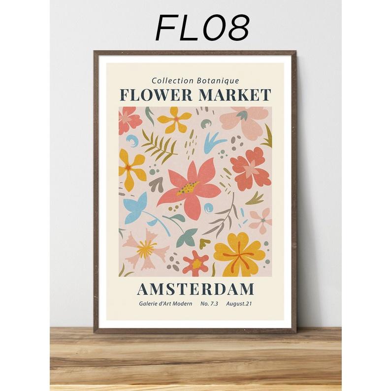 Tranh treo tường phòng khách, tranh Flower Market nghệ thuật - Tặng kèm đinh treo tranh - TIỆM TRANH 91
