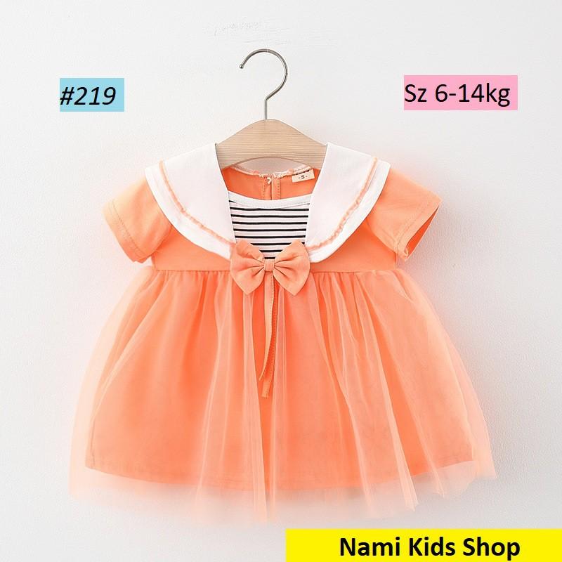 Áo váy thủy thủ đính nơ hàng cao cấp cho bé