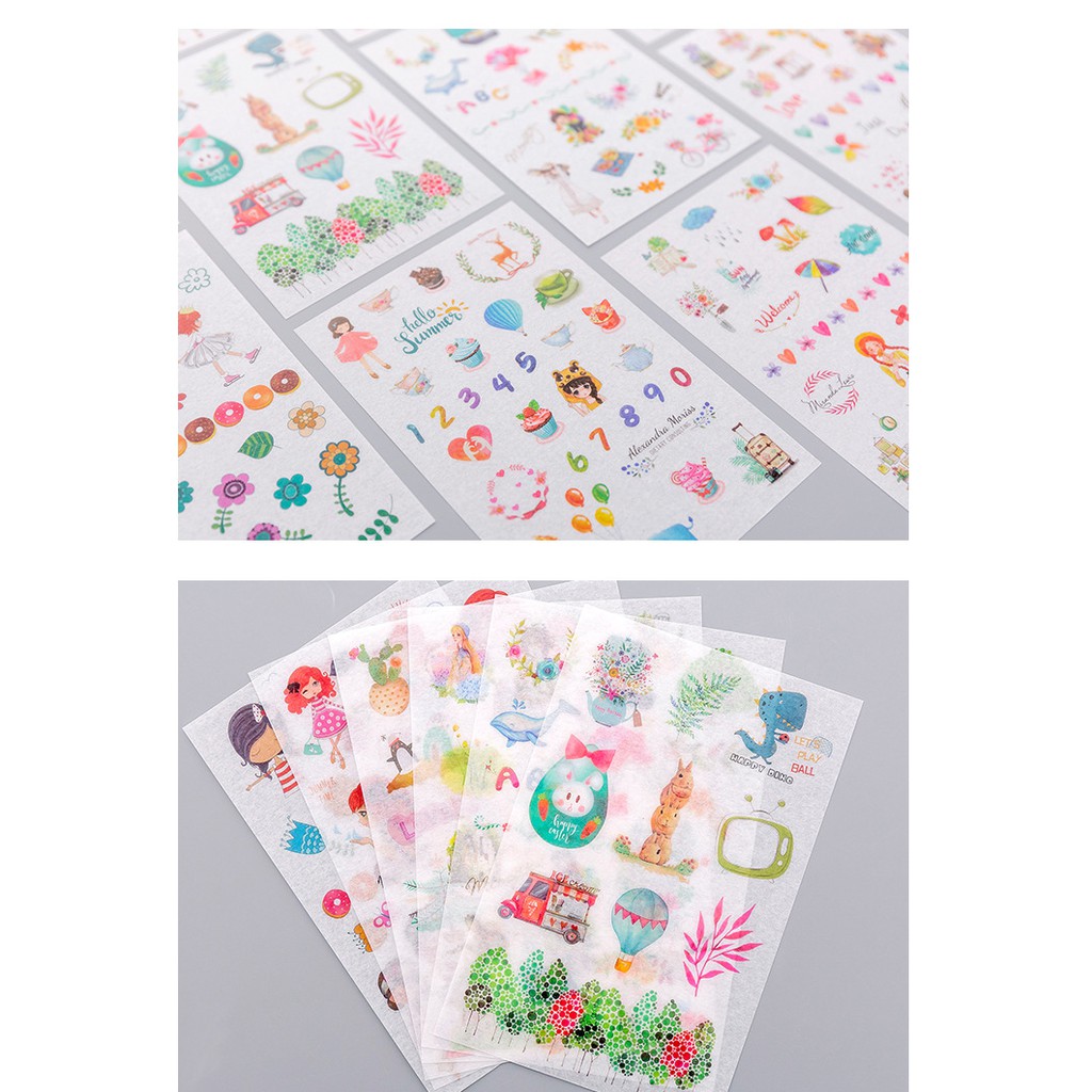 Bộ 6 Tấm Nhãn Dán Sticker Giấy Trang Trí Hello Summer 1-9