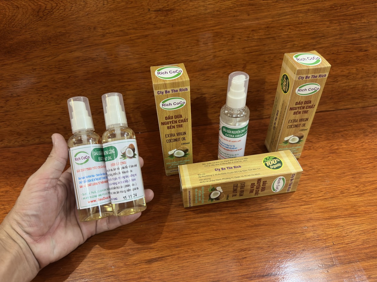 DẦU DỪA 100% NGUYÊN CHẤT BẾN TRE - NẤU THỦ CÔNG – RICH COCO - CHAI 100ml | EXTRA VIRGIN COCONUT OIL