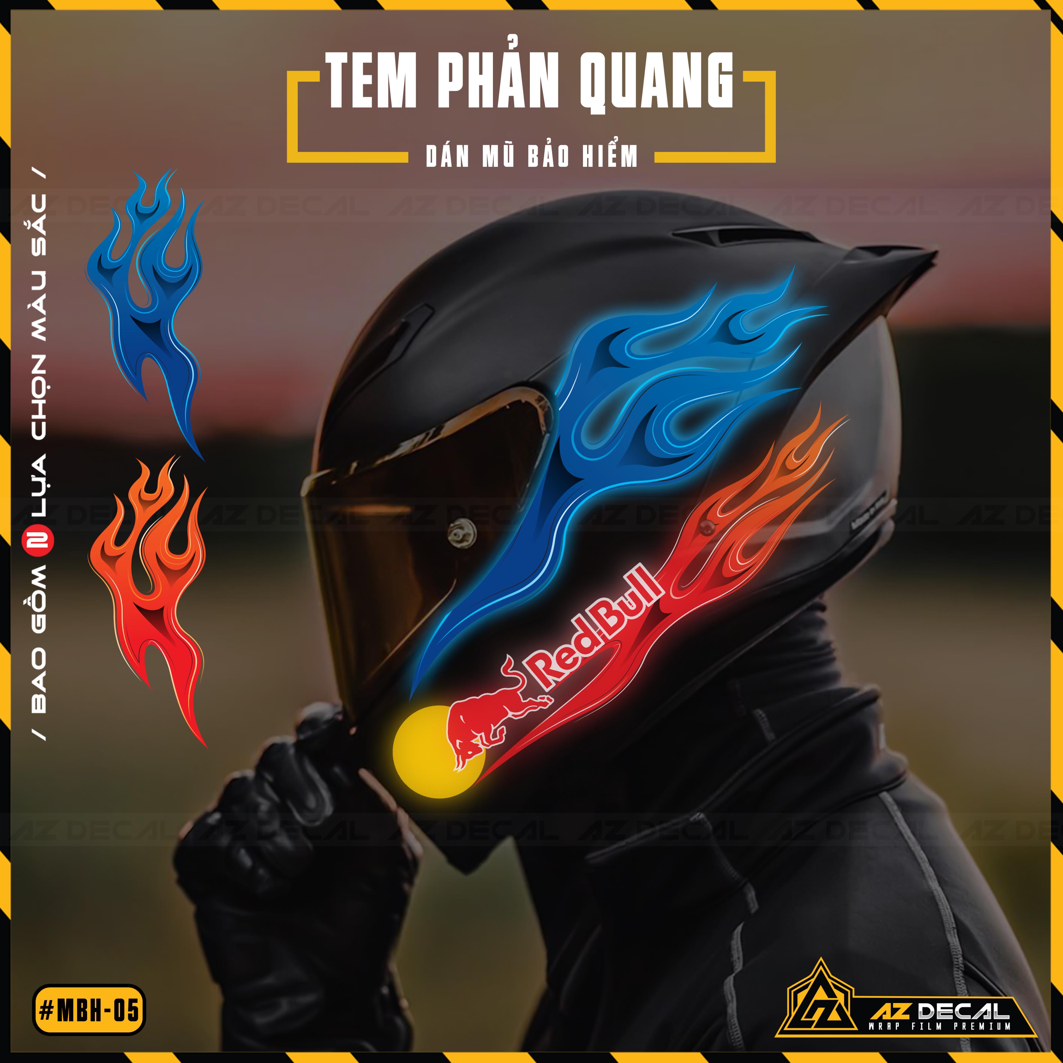 Decal Phản Quang Dán Mũ Bảo Hiểm Mẫu Redbull | MBH-05 | Sticker Dán Nón Bảo Hiểm Fullface &amp; 3/4 Đẹp