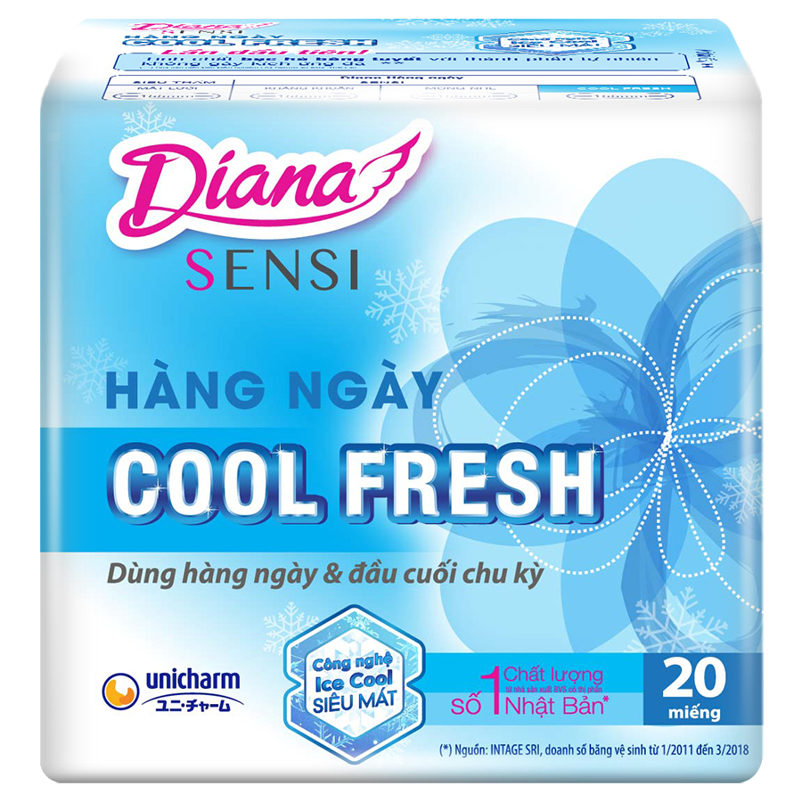 Bộ 6 Gói Băng Vệ Sinh Diana Hàng Ngày Sensi Cool Fresh (20 Miếng/Gói)