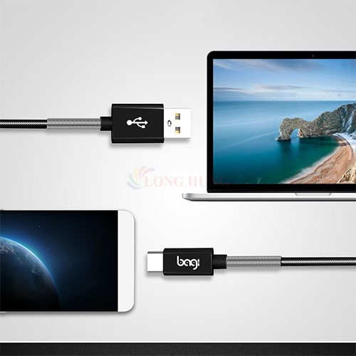 Cáp USB Type-C 2.0 Bagi dây lò xo 1m CB-CF100 - Hàng chính hãng