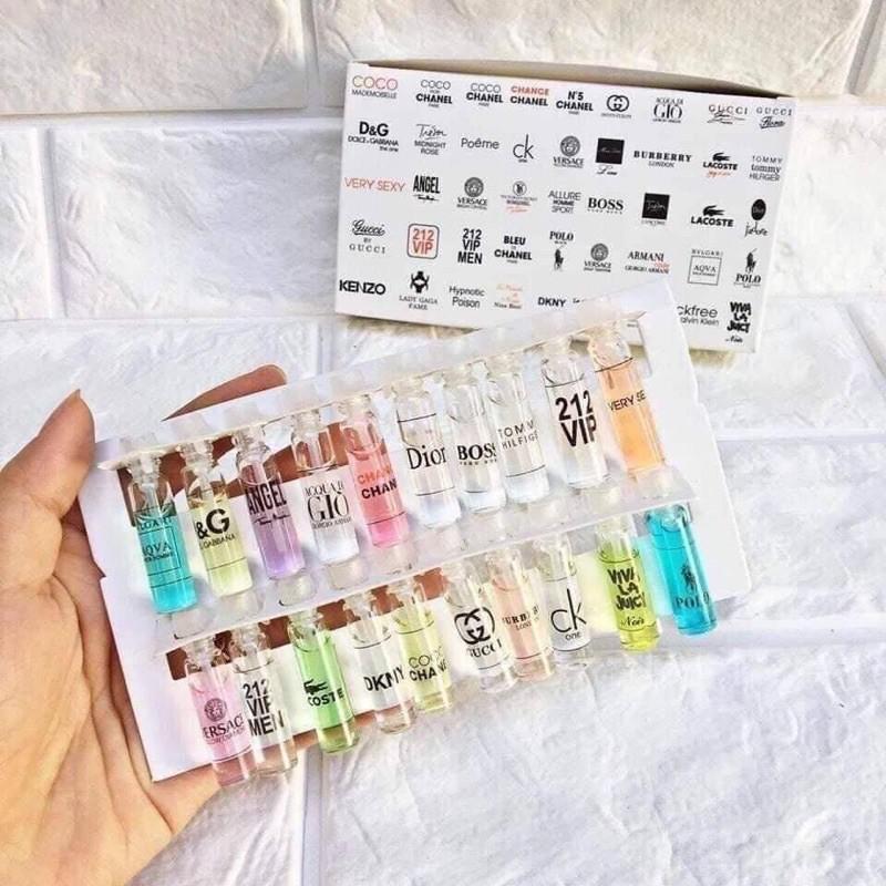 BỘ 20 CHAI TEST NƯỚC HOA MINI 20 MÙI NGẪU NHIÊN - NƯỚC HOA MINI TEST NHIỀU MÙI CHUẨN PHÁP LƯU HƯƠNG SUỐT 18H