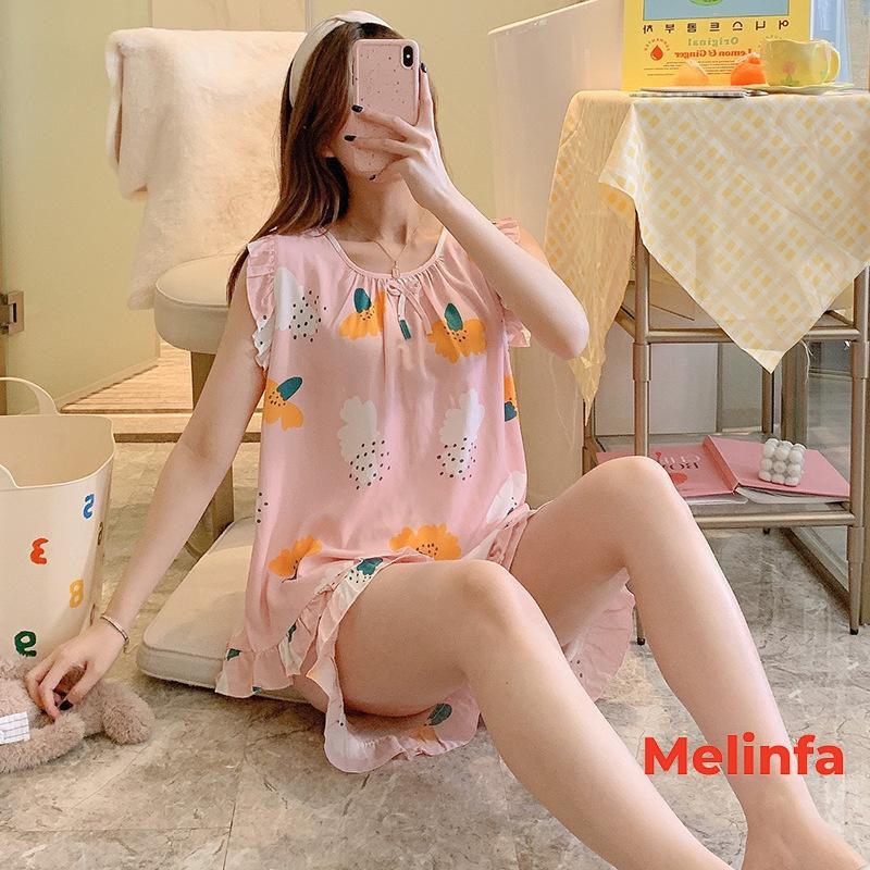 Bộ đồ ngủ nữ mặc nhà vải Cotton tự nhiên mềm mịn thoáng mát, Bộ ba lỗ quần đùi mã VABD0280