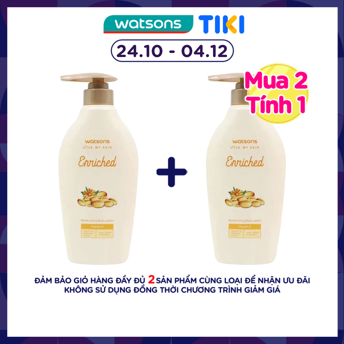 Sữa Dưỡng Thể Watsons Love My Skin Enriched Moisturising Vitamin E Cấp Ẩm Cho Làn Da 400ml