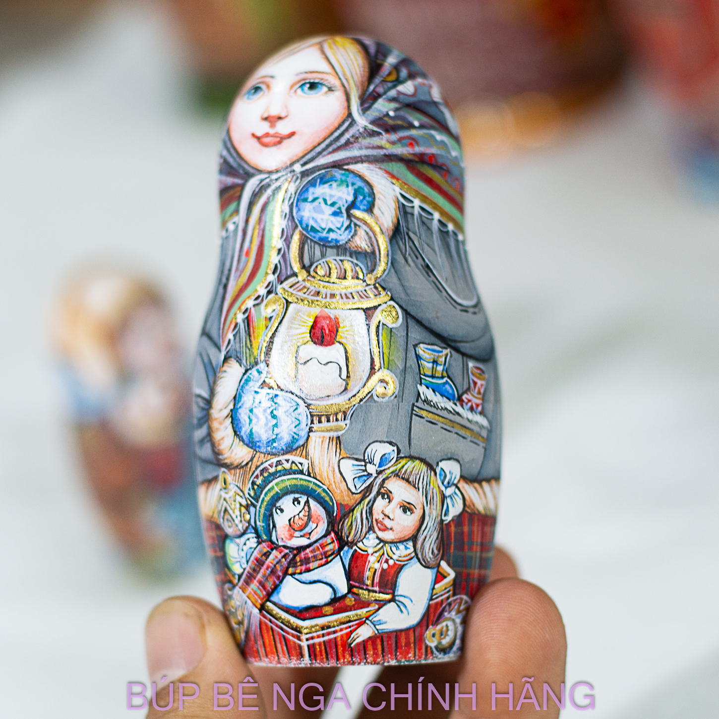 BỘ BÚP BÊ NGA MATRYOSHKA 5 LỚP 20CM HOA VĂN "CÔ BÉ MÙA ĐÔNG" CỰC ĐẸP VÀ PHONG CÁCH, CÁ TÍNH