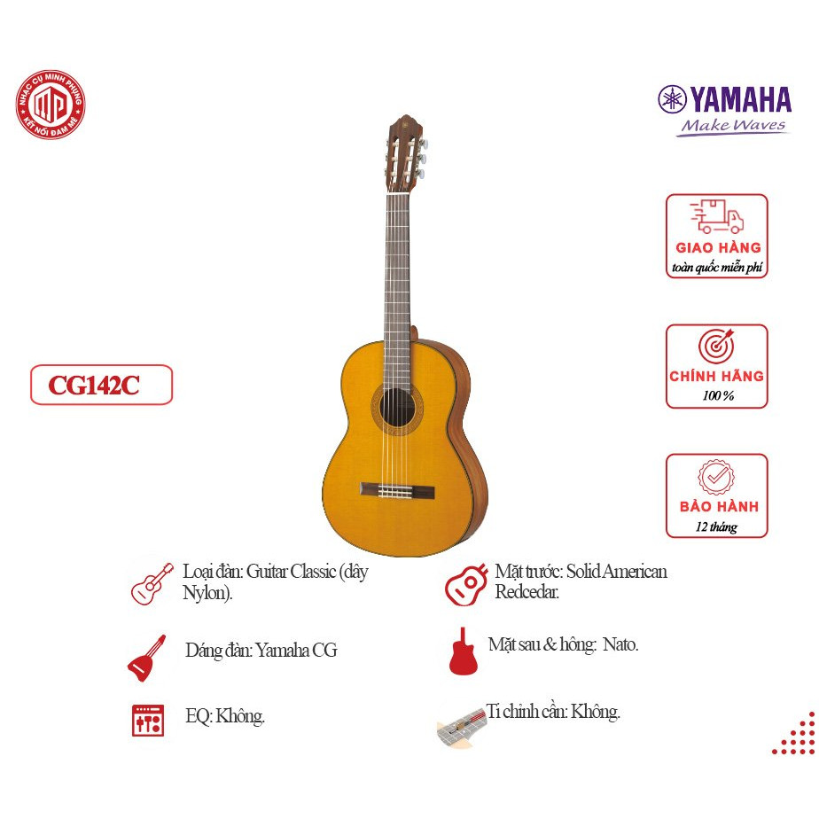 Đàn guitar classic Yamaha CG142C - Hàng chính hãng