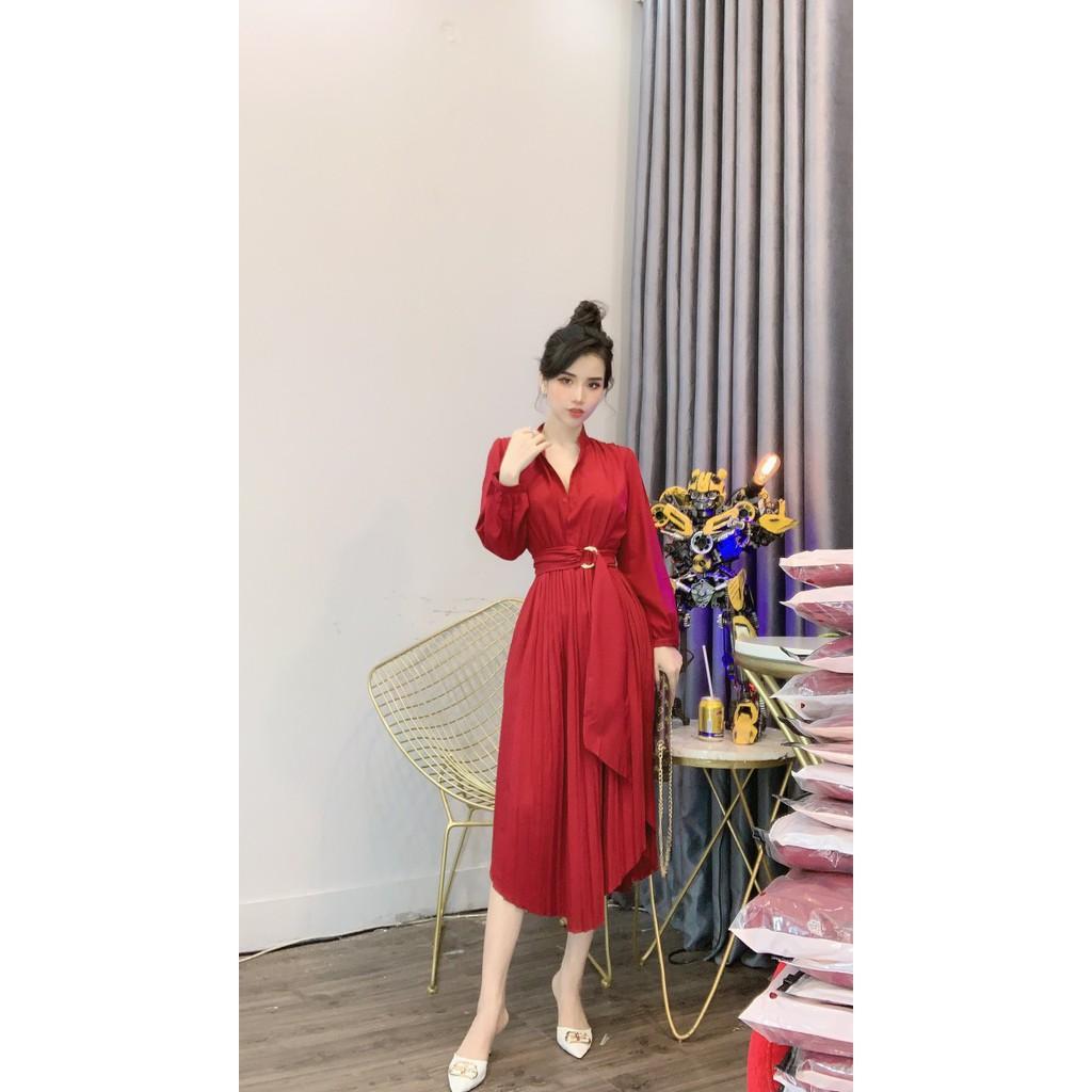 Váy Đỏ Kèm Nịt Tay Dài , Siêu Tôn Dáng Thời Trang Thanh Lịch Shop Hạt đậu nhỏ Boutique