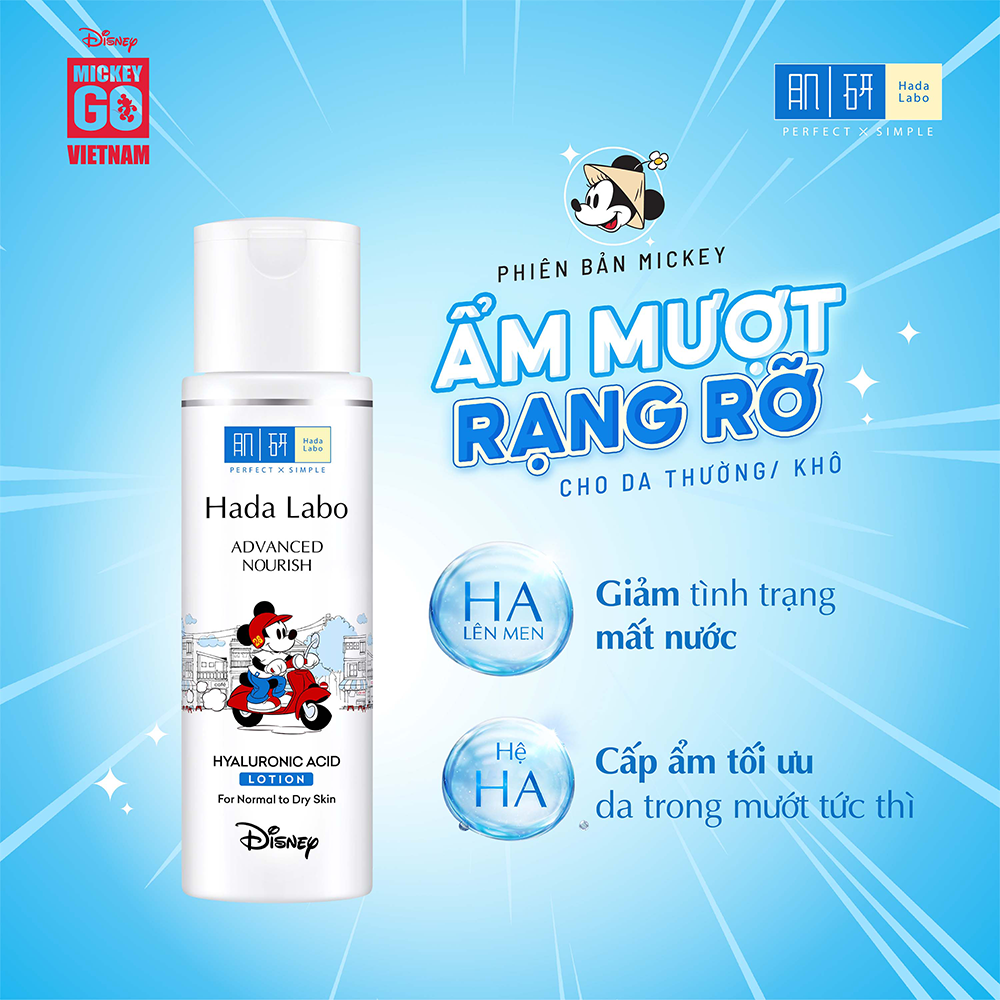 Dung dịch dưỡng ẩm tối ưu Hada Labo Advanced Nourish Lotion cho da thường và da khô 170ml - Phiên bản Mickey