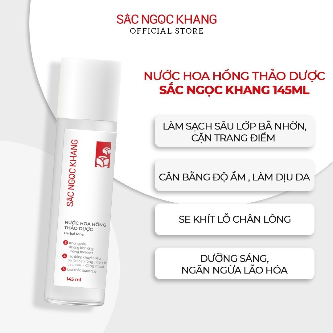 Combo 6 món: Nước tẩy trang 145ml + Sữa rửa mặt 50g+ Nước hoa hồng 145ml + Kem dưỡng ban đêm 10g + Kem chống nắng 50g + Sắc Ngọc Khang ++ (60 viên)