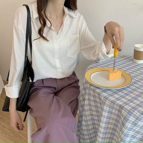 Áo sơ mi, Áo sơ mi dài tay nữ phom rộng basic các màu thời trang sang trọng ulzzang vintage hàn quốc cao cấp AO004