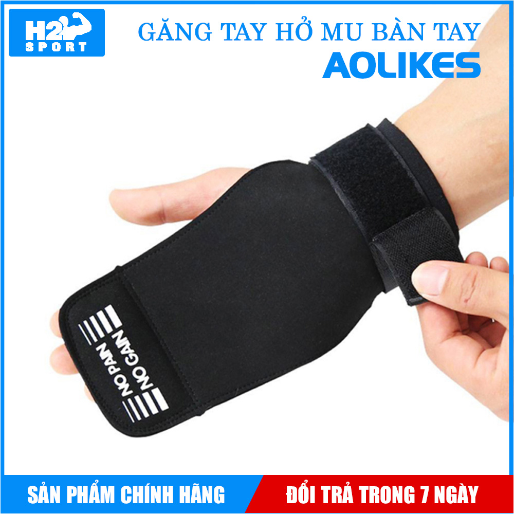 Găng Tay Tập Gym hở mu bàn tay - Dây kéo lưng Aolikes 2 trong 1