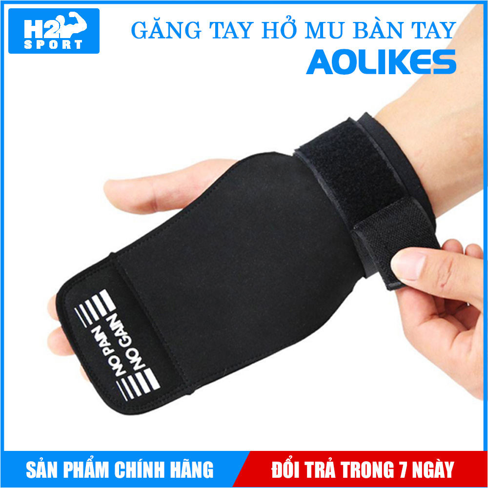 Găng Tay Tập Gym hở mu bàn tay - Dây kéo lưng Aolikes 2 trong 1 ( 1 Đôi)