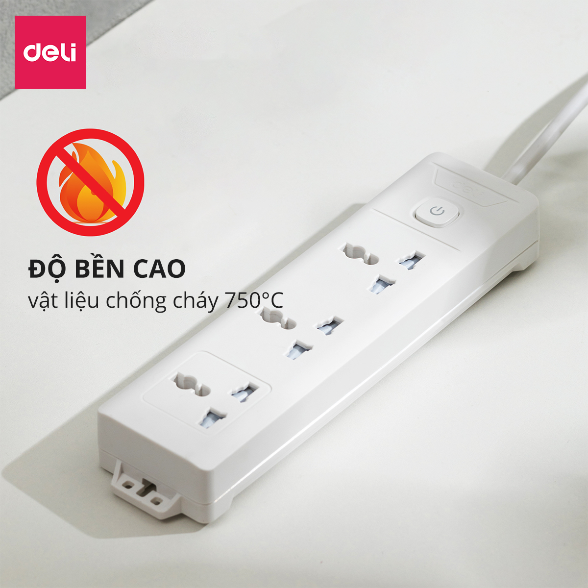 Ổ Cắm Điện Đa Năng 2500W Có Công Tắc Nguồn 3/4/6 Ổ , 3M/5M Dây Chống Giật Chống Cháy Chất Lượng Cao Deli - Phiên Bản Mới Nâng Cấp 2023 - Hàng Chính Hãng - ET401 - 406