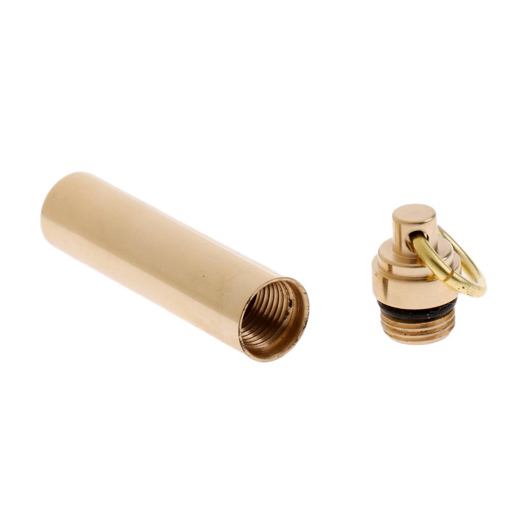 Waterproof Brass Capsule Pill Container Box Case Toothpick Holder 65mm