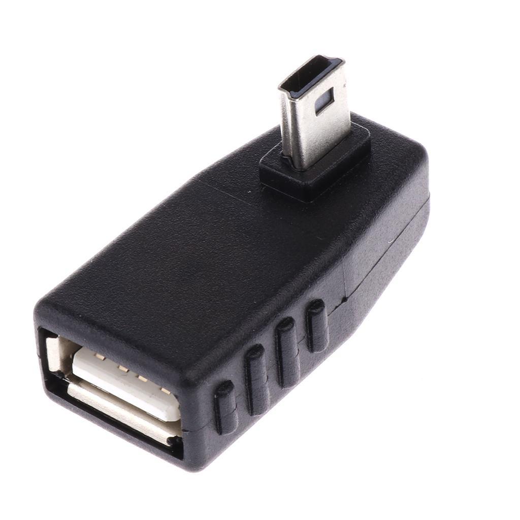 90 Degree Up Down Right Angle Mini USB 2.0 Male to Female OTG Adapter Plug and play