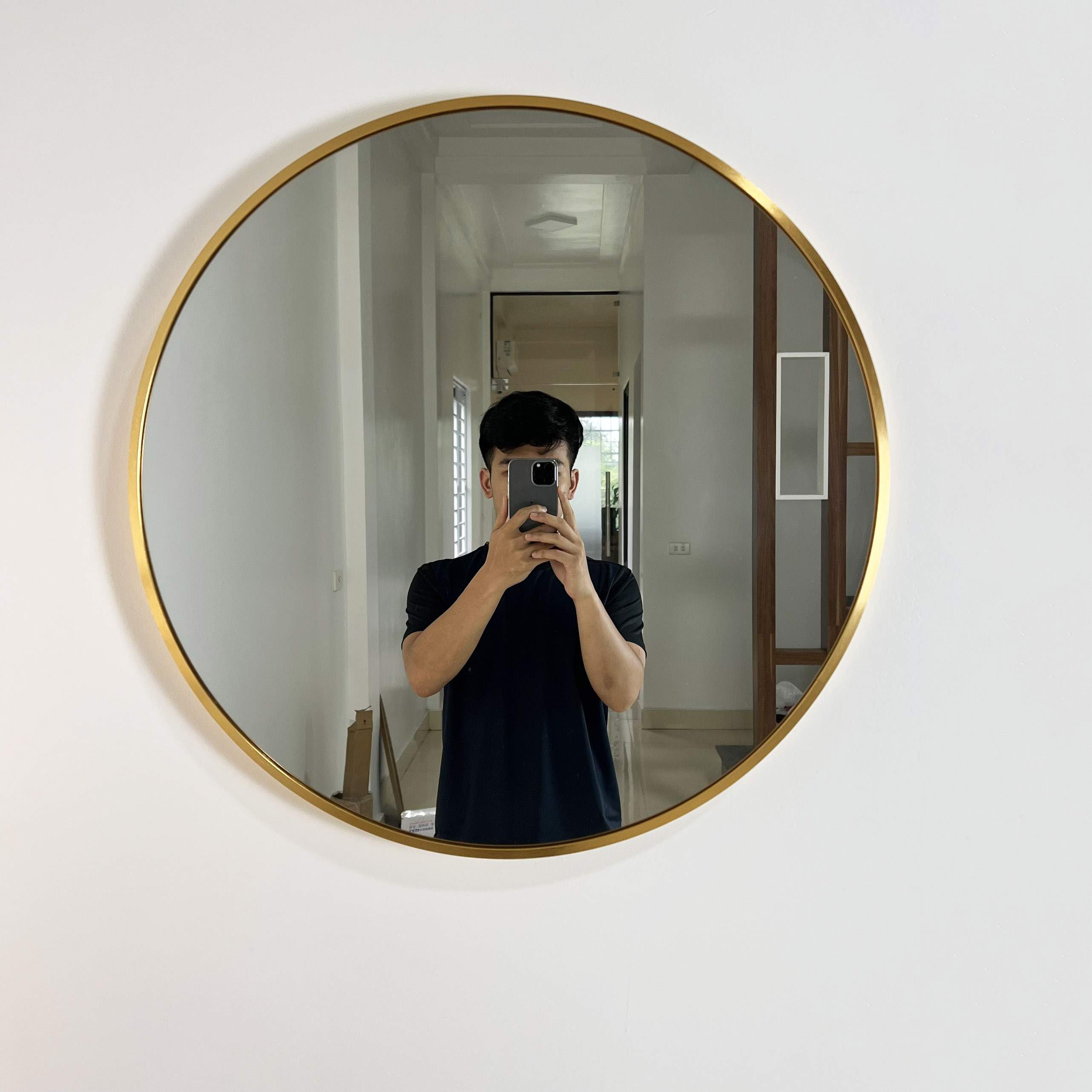 Gương Tròn Viền Vàng Treo Tường DLQ MIRROR Chất Liệu Nhôm Sơn Tĩnh Điện Cao Cấp