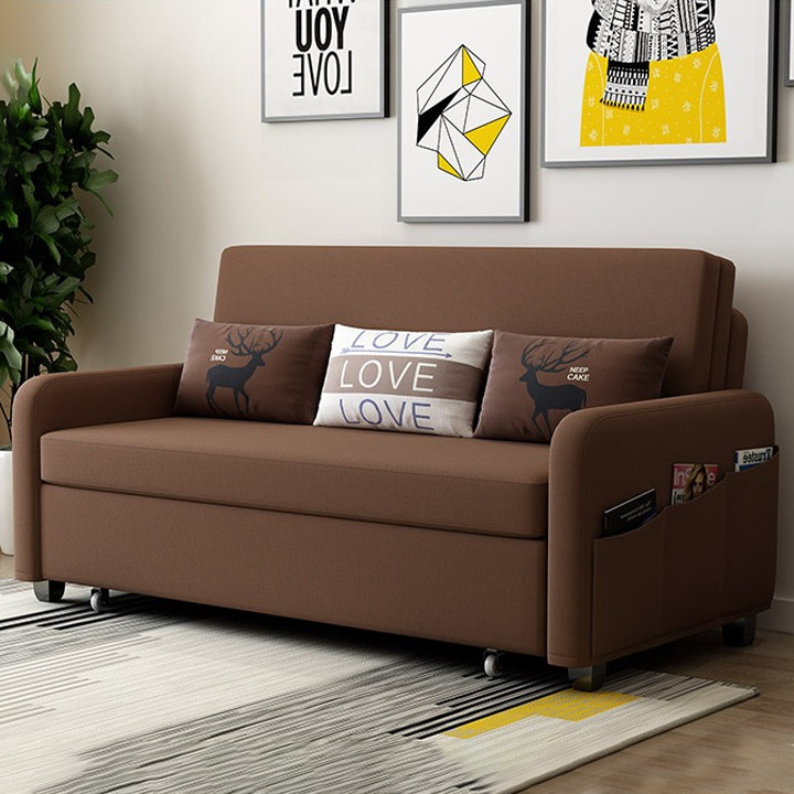 Giường SOFA Gấp Gọn Thành Ghế Kèm 3 Gối Siêu Đẹp Và Ngăn Chứa Đồ Bằng Khung Sắt Cacbon Chịu Lực Đa Năng Kích Thước: 192*158*80CM - Xám