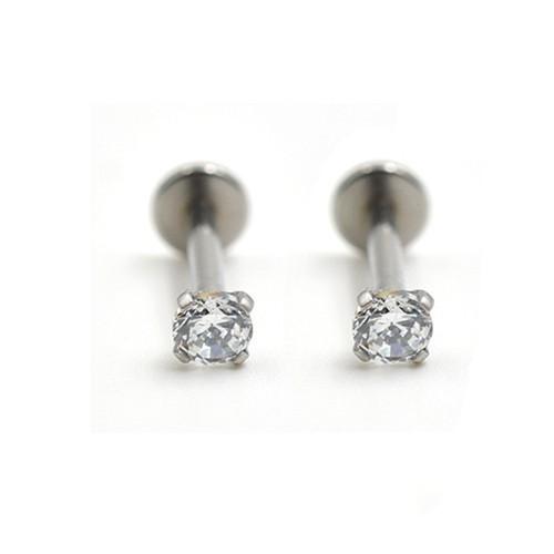 Bộ 2 cái khuyên môi đính đá bằng thép không gỉ-h19