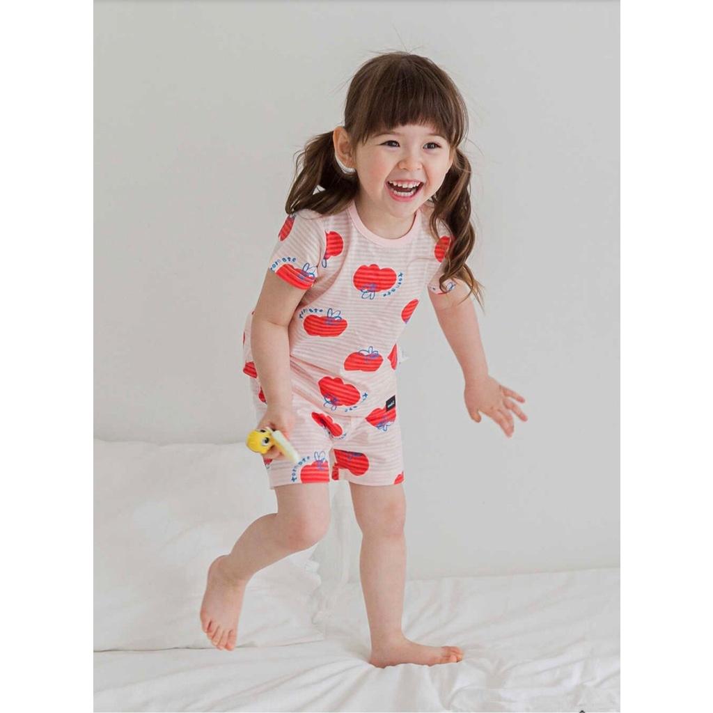 BỘ NGẮN CAO CẤP BÉ GÁI NỘI ĐỊA HÀN, CHẤT COTTON GIẤY ORGANIC, MẪU CÀ CHUA