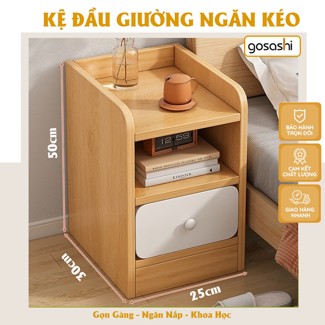Tủ Kê Đầu Giường Gosashi Tab Đầu Giường Mini Có Ngăn Kéo Chất Liệu Gỗ MDF Phủ Melamin