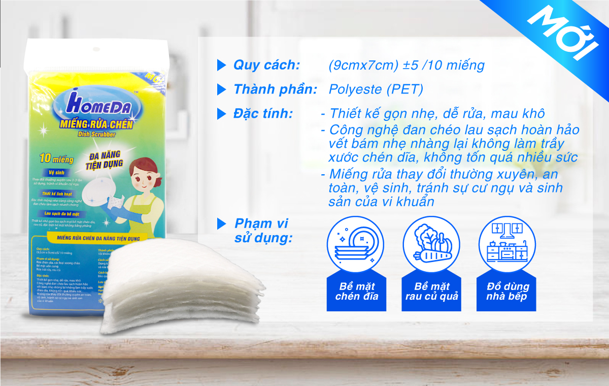 Gói 10 miếng rửa chén đa năng tiện dụng Ihomeda/ miếng rửa trái cây hoa quả - Set 10 Ihomeda dish srubbers