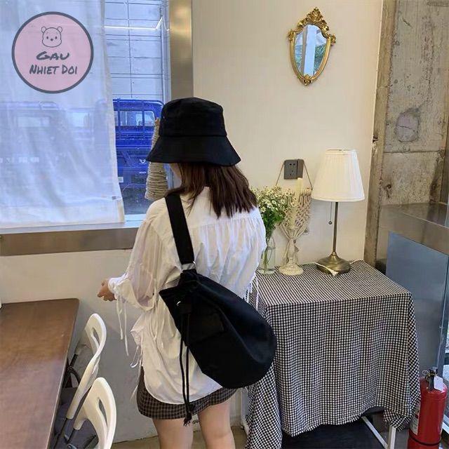 Balo Vải Dây Rút Ulzzang Túi Vải Đeo Lưng Dây Điều Chỉnh Trendy