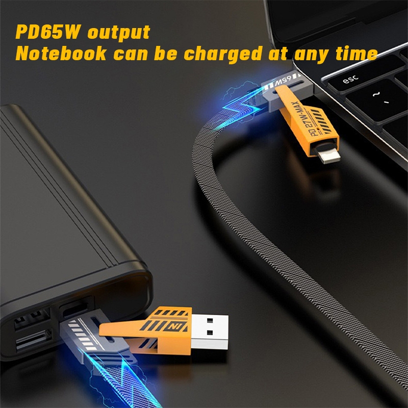 Cáp Sạc 4 Trong 1 đa năng dài 1 mét - công suất 65W, dùng cho nhiều dòng điện thoại