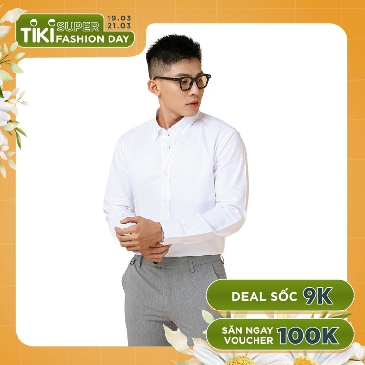 Áo sơ mi nam tay dài cổ button down AKUBA chất liệu 100% Cotton Oxford thoáng mát, kiểm soát nhiệt độ tốt 01M5000