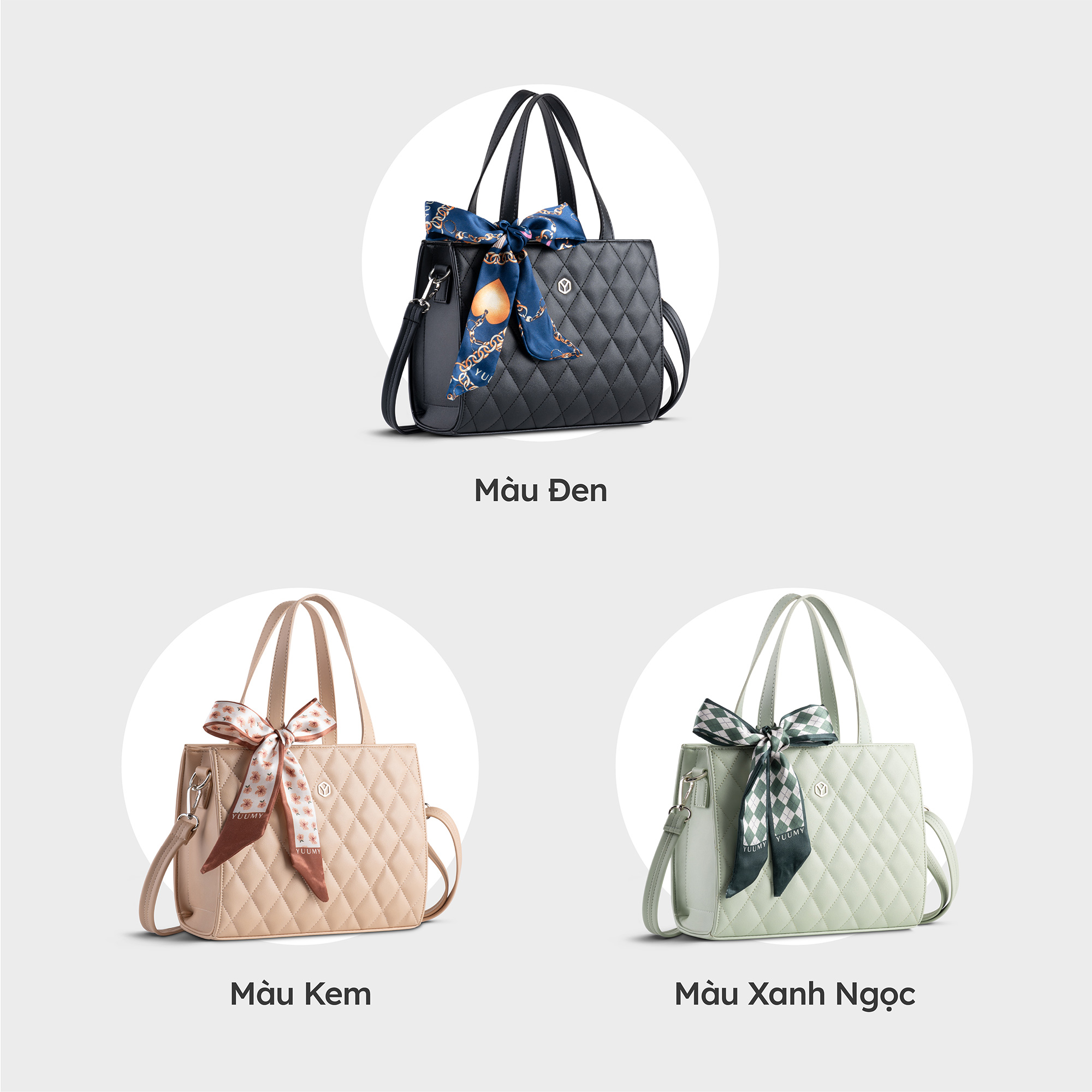 Túi Yuumy ( Thời trang nữ phối khăn thắt nơ size 25 - Túi xách da Seasand YTX45 )