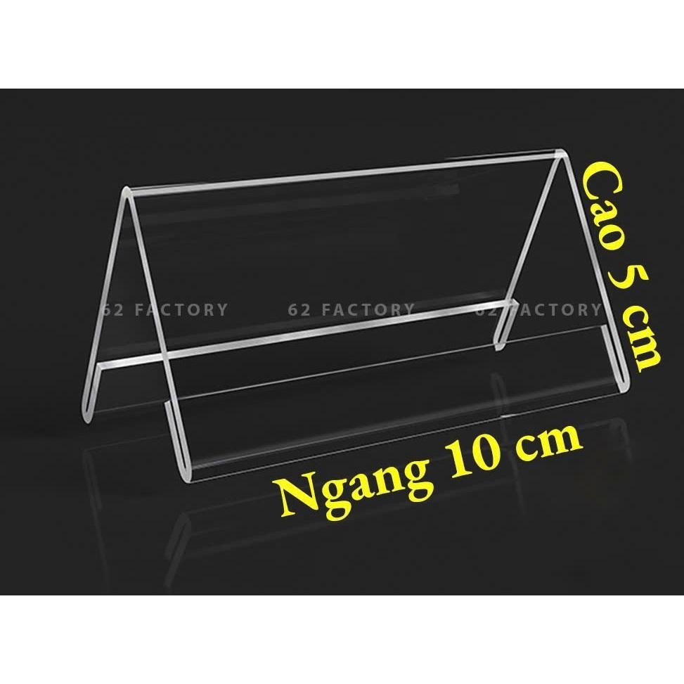 Combo 10-50 cái 5x10cm, Kệ mica chức danh, bảng tên học sinh, menu mica chữ A 2 mặt, bảng giá, tên sản phẩm