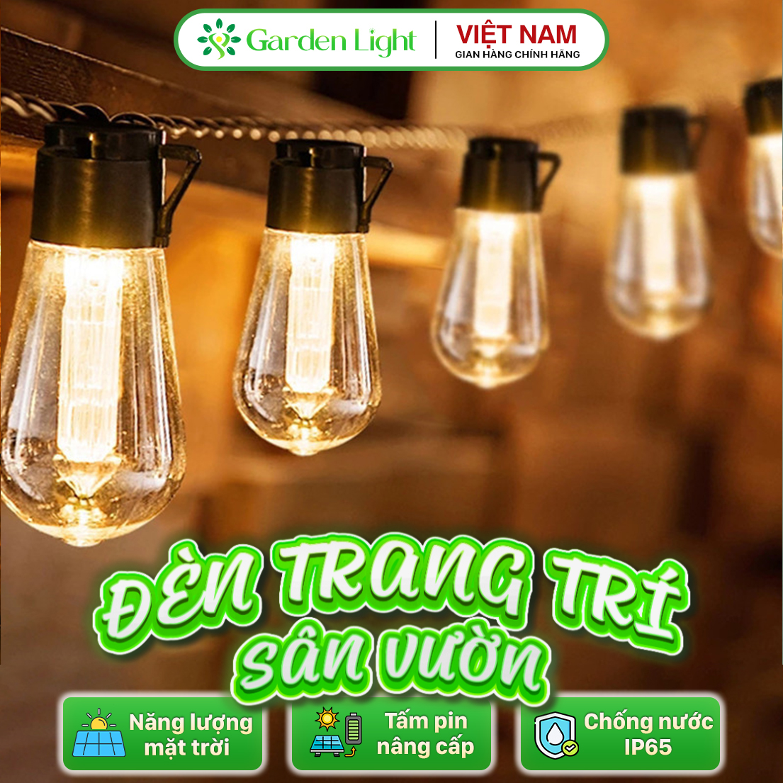 Đèn trang trí năng lượng mặt trời dây bóng led to, tiết kiệm điện, bóng siêu sáng, chống thấm nước - DA3176
