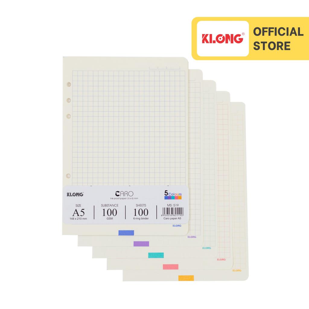 Ruột sổ còng Caro mm 5 màu KLONG A5 100 tờ 100/76; MS: 519