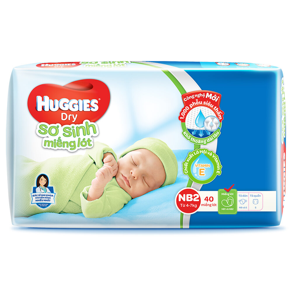 Miếng lót Huggies Dry NB2 40 miếng