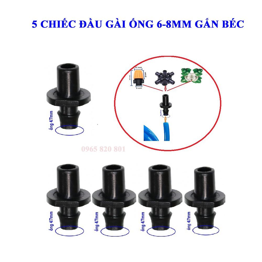Sét 5 đầu khởi thuỷ nối 1 đầu ngạnh 6mm để lắp ráp vòi phun sương nhựa