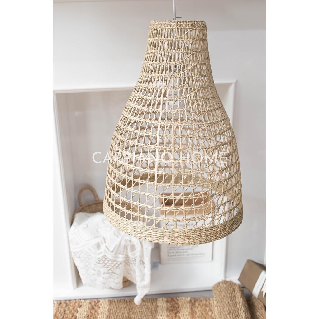 Chui đèn cói decor, đèn treo trang trí nhà hàng, đèn decor phòng khách, chao đèn độc đáo | Cappiano Home