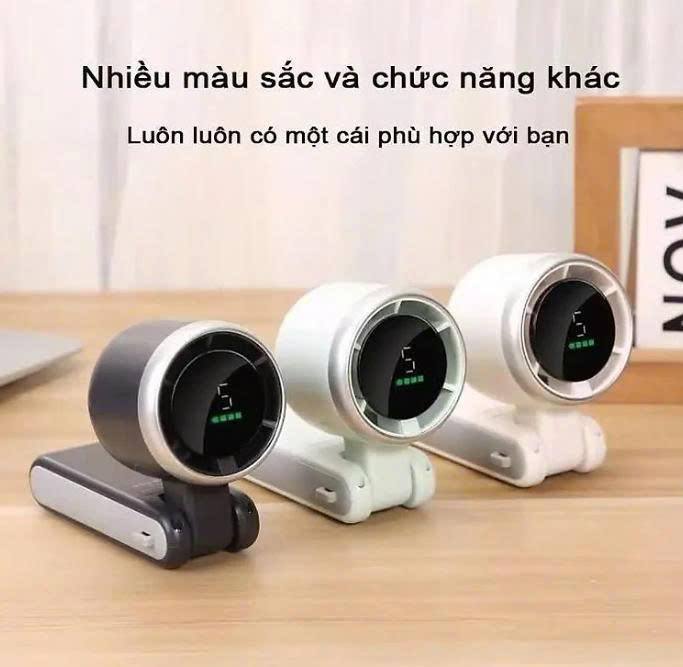 [KoSuyTu] Quạt ION Cầm Tay - 5 Tốc Độ Gió Hiển Thị Màn Hình Led, Pin Trâu 4000mAh, Xoay 180 Độ, Gấp Gọn, Có Dây Đeo