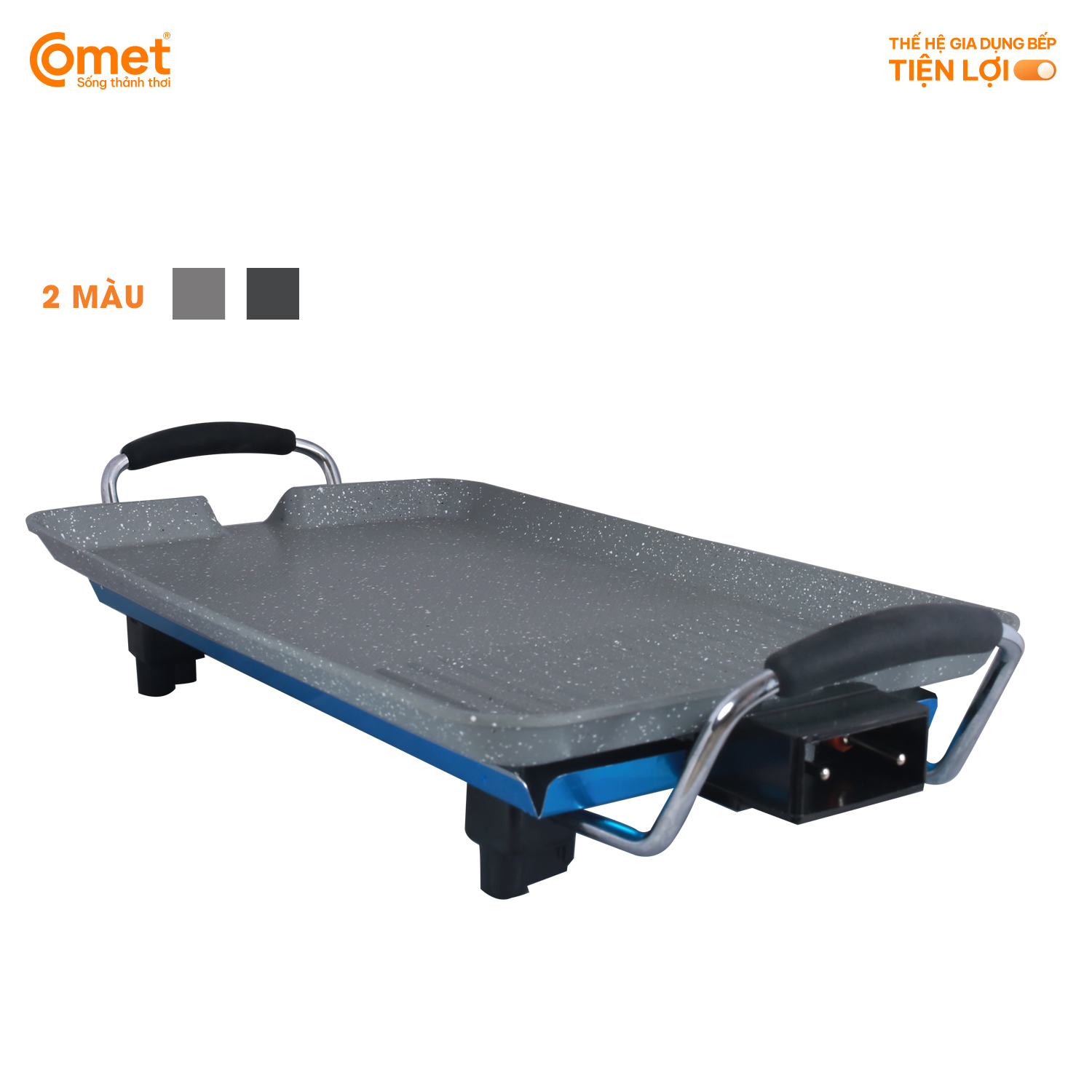 Bếp nướng điện không khói Comet CM5665 – Công suất 1400W, chống dính vân đá, điều chỉnh nhiệt độ – Bảo hành 12 tháng, Hàng Chính hãng