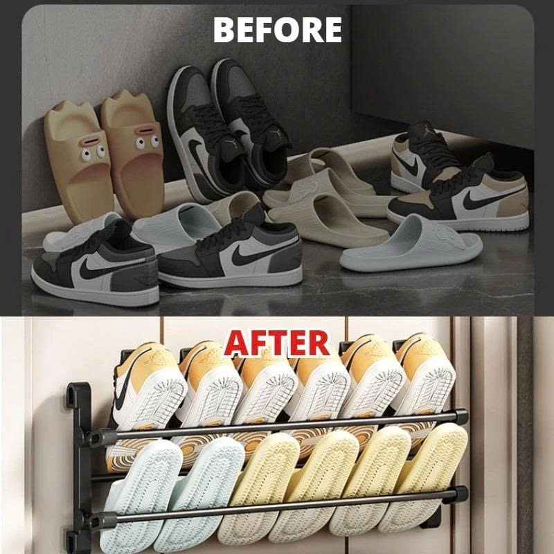 Kệ Để Giày Dép Dán Tường 2 Tầng 65cm, Giá Treo Giày Thông Minh Tiết Kiệm Diện Tích, Tặng Miếng Dán Chắc Chắn- HÀNG CHÍNH HÃNG MINIIN