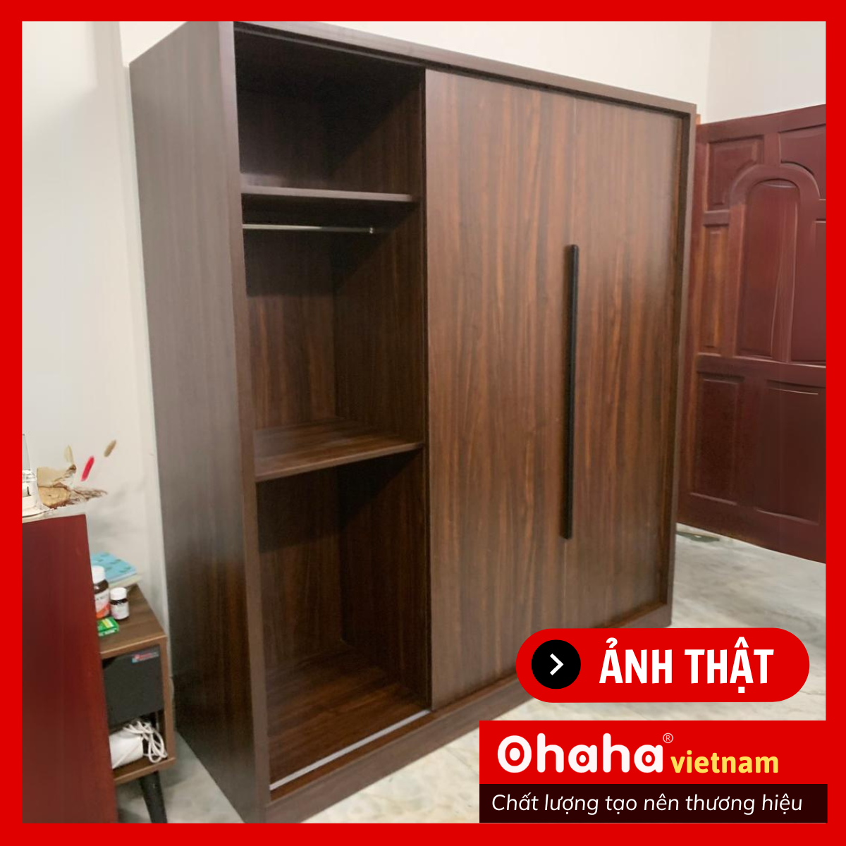 [Kèm Ảnh Thực Tế - Miễn phí vận chuyển &amp; Lắp đặt] TỦ QUẦN ÁO GỖ CÔNG NGHIỆP CAO CẤP OHAHA - TACC009