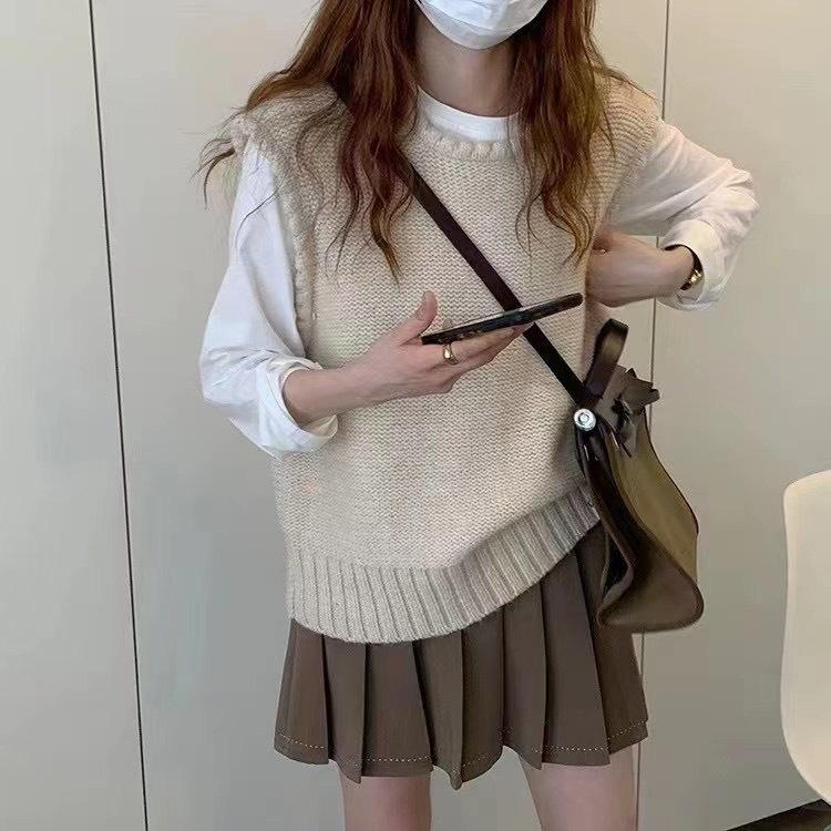 Áo len gile len viền bèo vintage
